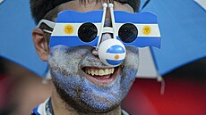 Argentinský fanou�ek p�ed duelem s Austrálií.