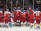 eský výbr hokejist do dvaceti let slaví historický triumf nad Kanadou.