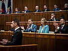 Slovenský ministr financí Igor Matovi vítá schválení státního rozpotu. (22....