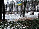 Ukrajintí vojáci na pozici u hranic s Bloruskem (27. prosince 2022)
