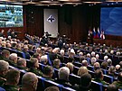 Ruský prezident Vladimir Putin promluvil k armádním pikám. (21. prosince 2022)