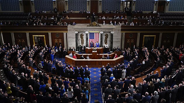 Ukrajinsk prezident Volodymyr Zelenskyj pi projevu v americkm Kongresu (21. prosince 2022)