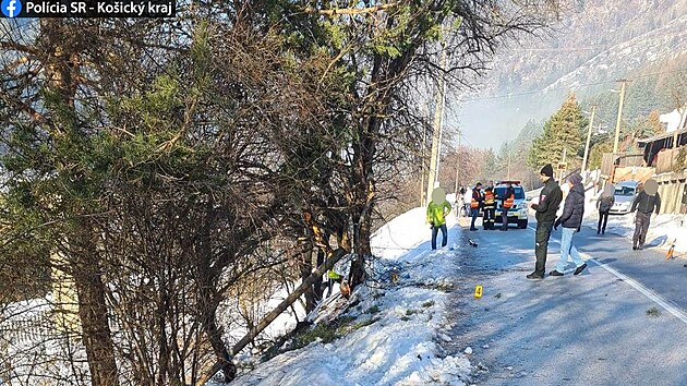 Pi dopravn nehod na Slovensku po nrazu do sloupu zemely dv dti. (25. prosince 2022)