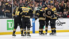 Hrái Bostonu slaví gól proti Florid.