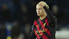 Norský útoník Erling Haaland z Manchesteru City po dalím rekordním zápisu....