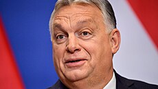 Maďarský premiér Viktor Orbán na tiskové konferenci (21. prosince 2022)