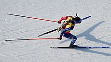 Julia Simonová se �lutým �íslem b�hem Sv�tového poháru v Annecy