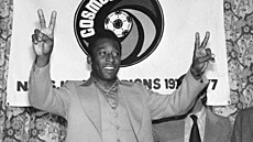 Pelé na tiskové konferenci krátce před ukončením kariéry, tenkrát 29. září 1977...