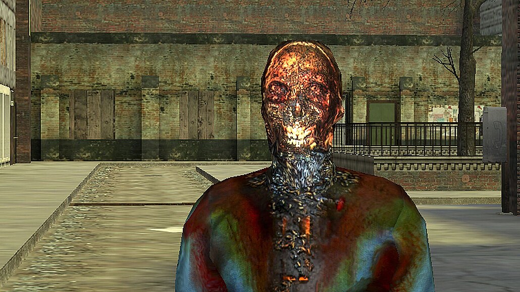 Zobrazení ohoelé mrtvoly ve he Half-Life 2