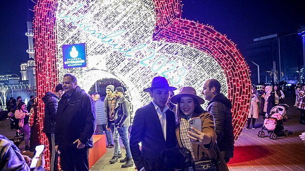 Silvestrovsk oslavy v tureckm Istanbulu (31. prosince 2022)