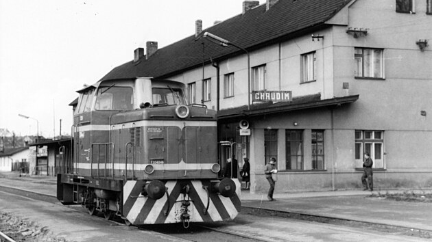 Lokomotiva T334.046 ve stanici Chrudim