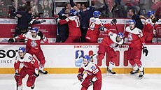 Nezastavitelná vlna radosti. Čeští hokejisté i realizační tým nadšeně oslavují...