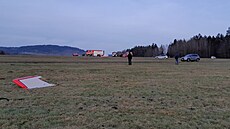 Pár ultralehkého letadla v Hodkovicích nad Mohelkou.