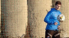 Jaroslav Svozil, obránce fotbalist� Baníku Ostrava, b�hem tréninku