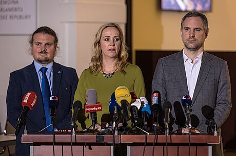 Tiskové konference po koaliním jednání praského Spolu (ODS, TOP 09 a KDU-SL)...
