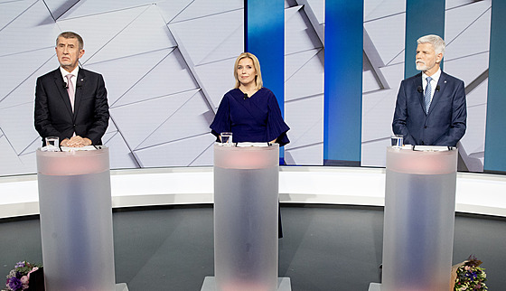 Debata prezidentských kandidátů na televizi Nova: zleva Andrej Babiš, Danuše...