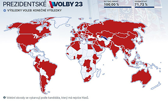 Mapa zobrazuje vechny zem svta, v nich probhly prezidentské volby. Na...