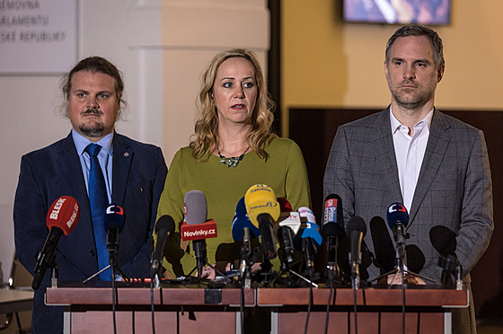 Tiskové konference po koaličním jednání pražského Spolu (ODS, TOP 09 a KDU-ČSL)...