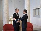 Setkání Andreje Babie s francouzský, prezidentem Emmanuelem Macronem v Paíi....