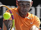 panl Rafael Nadal se soustedí na úder v prvním kole Australian Open.