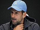 Novak Djokovi na tiskové konferenci ped startem Australian Open.