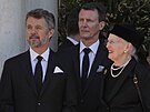 Dánský korunní princ Frederik, princ Joachim a královna Margrethe II. na pohbu...