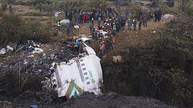 Msto havrie osobnho letadla v Neplu, kter se ztilo s 68 civilnmi cestujcmi a 4 leny posdky na palub. (16. ledna 2023)