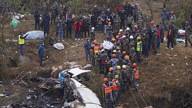 Msto havrie osobnho letadla v Neplu, kter se ztilo s 68 civilnmi cestujcmi a 4 leny posdky na palub. (16. ledna 2023)