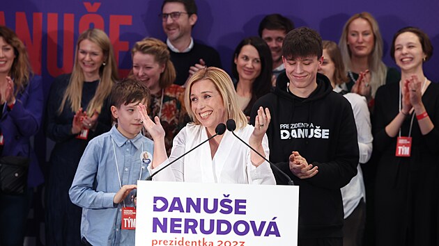 Danuše Nerudová na tiskové konferenci. (14. ledna 2023)