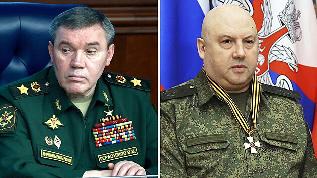 Novm velitelem ruskch jednotek na Ukrajin bude f generlnho tbu Valerij Gerasimov (vlevo). Jeho pedchdce Sergej Surovikin (vpravo) vydrel na te pozici pouh ti msce.