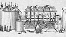 Soxhletovo zaízení pro tepelnou úpravu mléka, které vyvinul roku 1886....