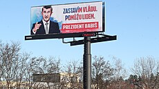 Volební billboard Andreje Babie v Praze na Jiní spojce. (16. ledna 2023)