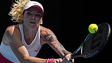 Tereza Martincová v zápase 1. kola Australian Open. (17. ledna 2023)