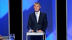 Andrej Babi v pedvolební debat esko hledá premiéra. (26. záí 2021)