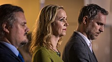 Tiskové konference po koali�ním jednání pra�ského Spolu (ODS, TOP 09 a KDU-�SL)...