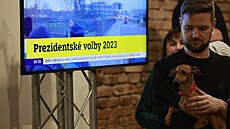 Volební táb Karla Divie v praských Holeovicích (14. ledna 2023)