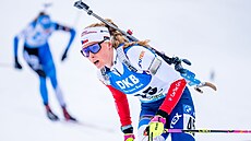 Markéta Davidová b�hem sprintu v italské Anterselv�.