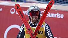Norský ly�a� Aleksander Aamodt Kilde se raduje z vít�zství v superob�ím slalomu...