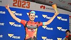 N�mecký cyklista Phil Bauhaus slaví vít�zství v 1, etap� závodu Tour Down Under.