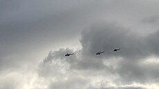 Pelet tí vrtulník nad Prahou. (10. ledna 2023)