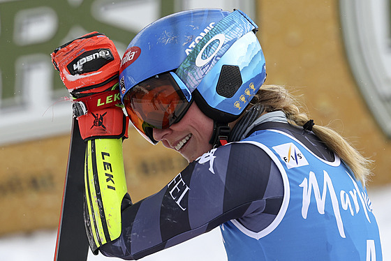Americká lyaka Mikaela Shiffrinová jako vítzka obího slalomu v Kronplatzu