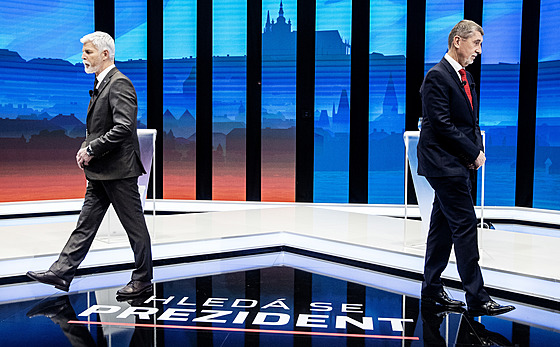 Andrej Babi a Petr Pavel v debat na televizi Prima. (25. ledna 2023)