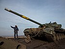 Pokozený ukrajinský tank u Bachmutu (20. ledna 2023)