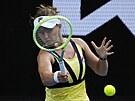 Barbora Krejíková bhem osmifinále Australian Open.
