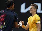 eský tenista Jií Leheka po vyhraném osmifinále Australian Open s Félixem...