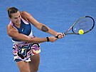 Bloruska Aryna Sabalenková returnuje bhem finále enské dvouhry na Australian...