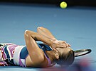 Aryna Sabalenková po poslední výmn finále enské dvouhry na Australian Open.