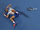 Novak Djokovi ve finále Australian Open proti Stefanosu Tsitsipasovi.