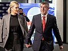 Andrej Babi a jeho manelka Monika pichází na debatu do televize Prima. (25....