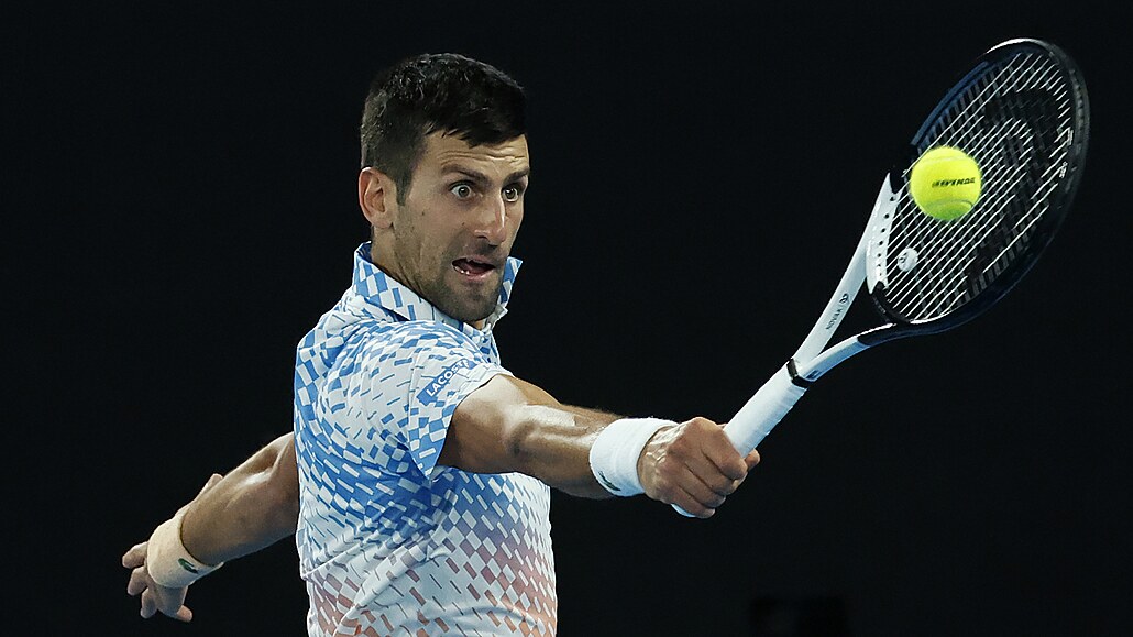 Novak Djokovi ve finále Australian Open proti Stefanosu Tsitsipasovi.